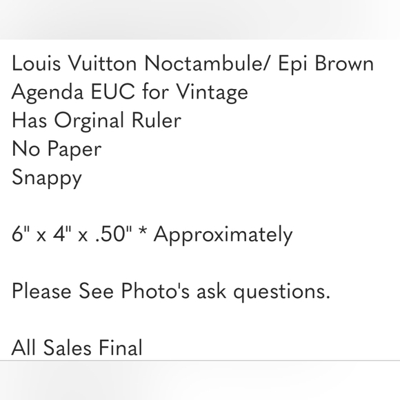 Louis Vuitton Epi Brown Agenda with Ruler Gorgeous Condition - Picture 8 of 8